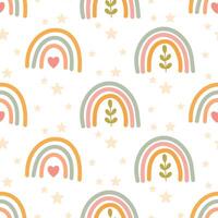 Rainbow pattern with hearts and plants vector