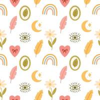 Colorful pattern with various nature elements vector