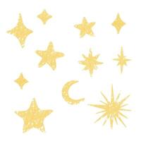 Pastel abstract stars and moon brush texture design vector