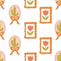 Floral and cactus pattern illustration vector