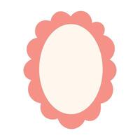 Boho empty oval label with pink floral scalloped frame vector
