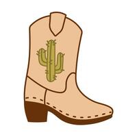 Cowboy boot with green cactus desert themed graphic vector
