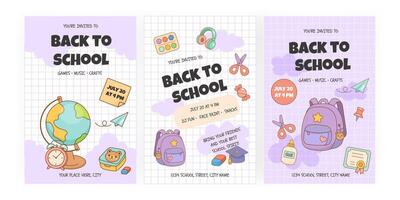 Back to school invitation with activities vector