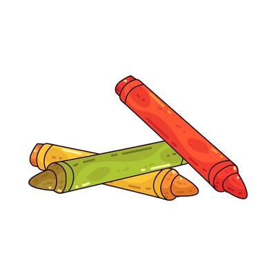 Illustration of three crayon