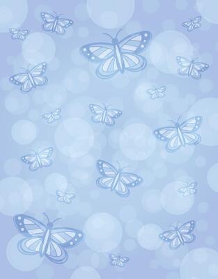 Blue Butterflies Floating on Dreamy Background