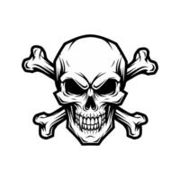 Classic Jolly Roger design featuring a menacing skull and crossed bones vector
