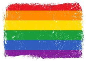 Distressed rainbow pride flag with a grunge texture, symbolizing LGBTQ plus rights, diversity, and community vector