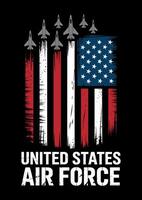 Stylized American flag design featuring fighter jets in formation, representing the United States Air Force vector