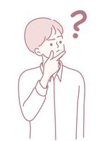 An illustration depicting a contemplative person along with a question mark symbolizing inquiry vector