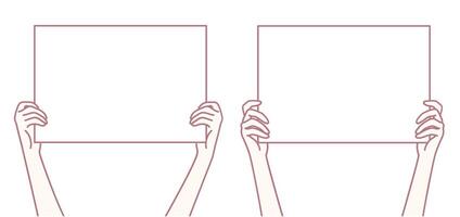 Hands Holding Blank Signs for Various Purposes Such as Advertising or Informative Messaging vector