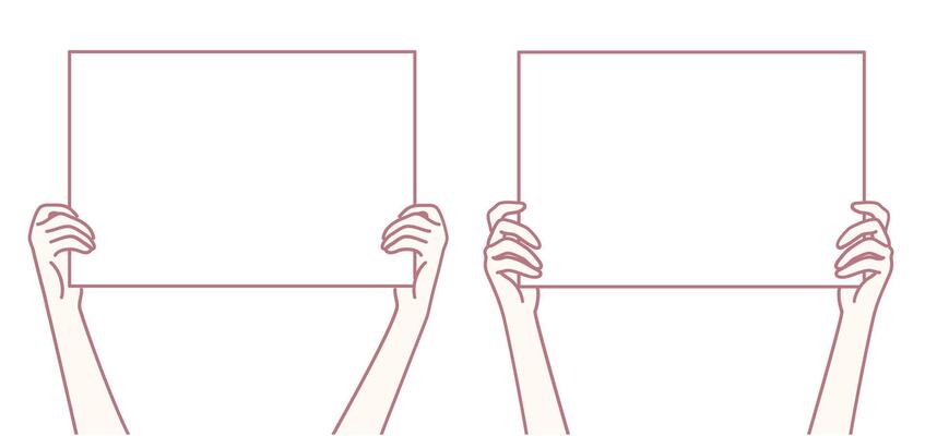 Hands Holding Blank Signs for Various Purposes Such as Advertising or Informative Messaging