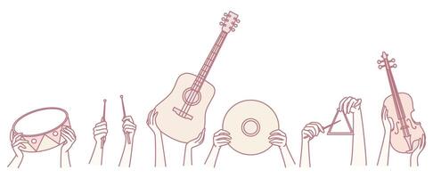 The Celebration of Musical Instruments Held Proudly in the Hands of Talented Musicians vector