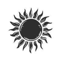 Sun With Stylized Rays Silhouette Illustration. Symbol Of Energy And Warmth Isolated Illustration vector