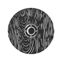 Viking Wooden Shield Silhouette Illustration. Historical Warfare And Defense Symbol Isolated Illustration vector