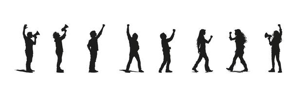 Protest And Activism Silhouette Set. Social Movement And Demonstration Symbol Collection. Political And Advocacy Use. vector