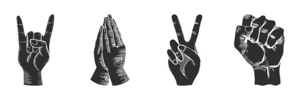 Hand Gesture Silhouette Set. Communication And Expression Through Hand Signs vector