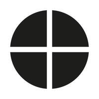 Circle division on four equal parts icon. Wheel divided diagrams with 4 segments. Infographic simple black round element. Coaching blank flat template. vector