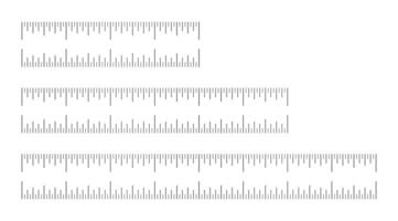 Measuring chart with 4, 6, 8 inches. Set of ruler scales. Black sewing tool flat mockup. Length measurement math, distance, height ruler pattern. Graphic minimalist illustration. vector