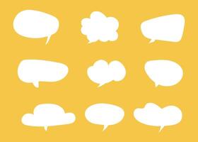 Speech bubbles for text. Chatting symbol, patterns. Message balloons, stickers, social media chat boxes. Doodle style flat forms. Information, idea, speak sign, quote mockups, dialogue minimal frames. vector
