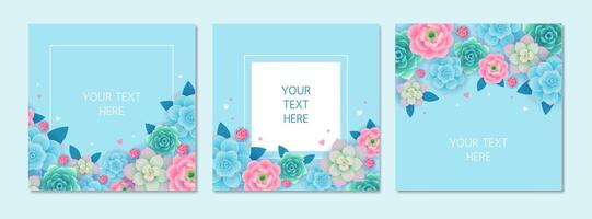 Floral backgrounds with customizable text areas vector