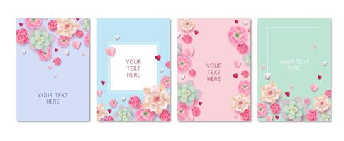 Floral design templates with customizable text vector