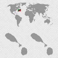 Saint Kitts and Nevis Map Set with World Location. vector