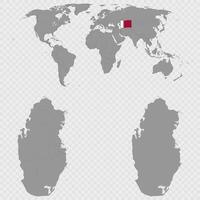 Qatar Map Set with World Location. vector