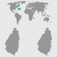 Saint Lucia Map Set with World Location. vector