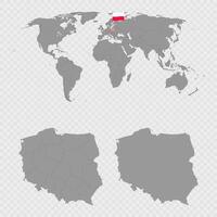 Poland Map Set with World Location. vector
