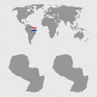 Paraguay Map Set with World Location. vector