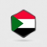 Sudan Flag Icon in Hexagon Shape. vector