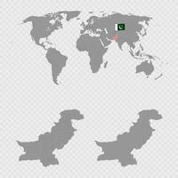Pakistan Map Set with World Location. vector