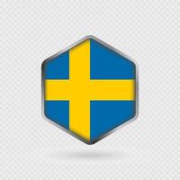 Sweden Flag Icon in Hexagon Shape. vector
