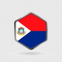 Sint Maarten Flag Icon in Hexagon Shape. vector