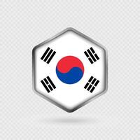South Korea Flag Icon in Hexagon Shape. vector