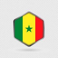 Senegal Flag Icon in Hexagon Shape. vector