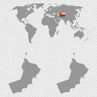 Oman Map Set with World Location. vector