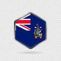 South Georgia and the South Sandwich Islands Flag Icon in Hexagon Shape. vector