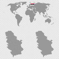 Serbia Map Set with World Location. vector