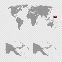 Papua New Guinea Map Set with World Location. vector