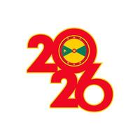 2026 banner with Grenada flag inside. vector