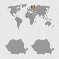 Romania Map Set with World Location. vector