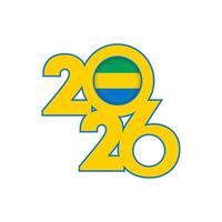 2026 banner with Gabon flag inside. vector