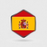 Spain Flag Icon in Hexagon Shape. vector