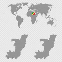 Republic of the Congo Map Set with World Location. vector