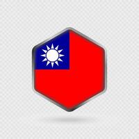 Taiwan Flag Icon in Hexagon Shape. vector