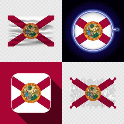 Creative Florida Flag Icon Set Collection.