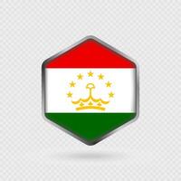 Tajikistan Flag Icon in Hexagon Shape. vector