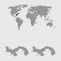 Panama Map Set with World Location. vector