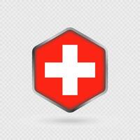 Switzerland Flag Icon in Hexagon Shape. vector